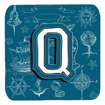 Letter Q Sea Doodles Initial Alphabet Foam Coasters- Set Of 4